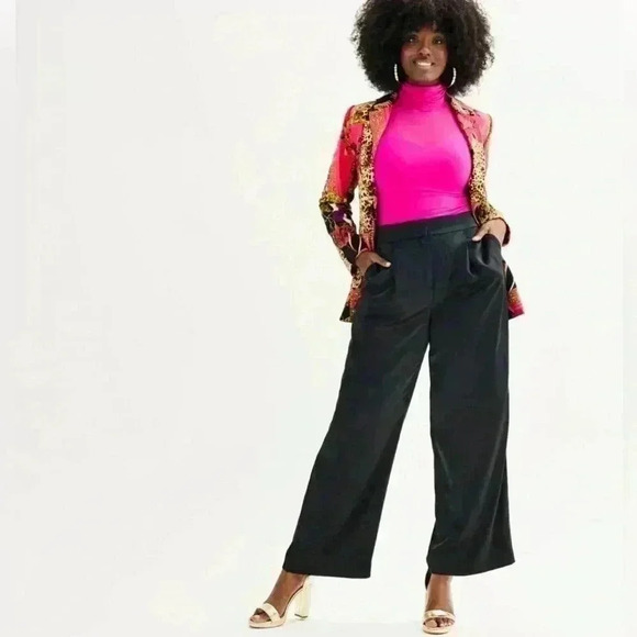 Intempo Black Wide Leg Elastic Pants Size Large NWT - Picture 1 of 12